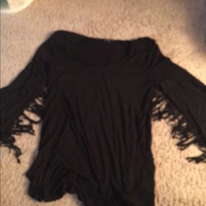 Black fringe long sleeve express tee M